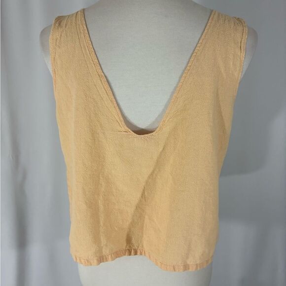 Miss Demeanor 💯% Linen Peach Color Crop Top - Picture 4 of 5